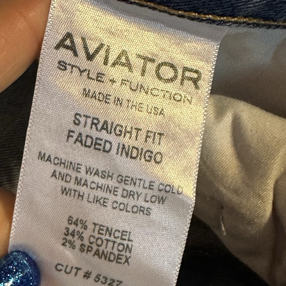 Aviator Style + Function Straight Fit Faded Indigo Zip Fly Jeans Men's‎ Size 38 - Picture 6 of 8